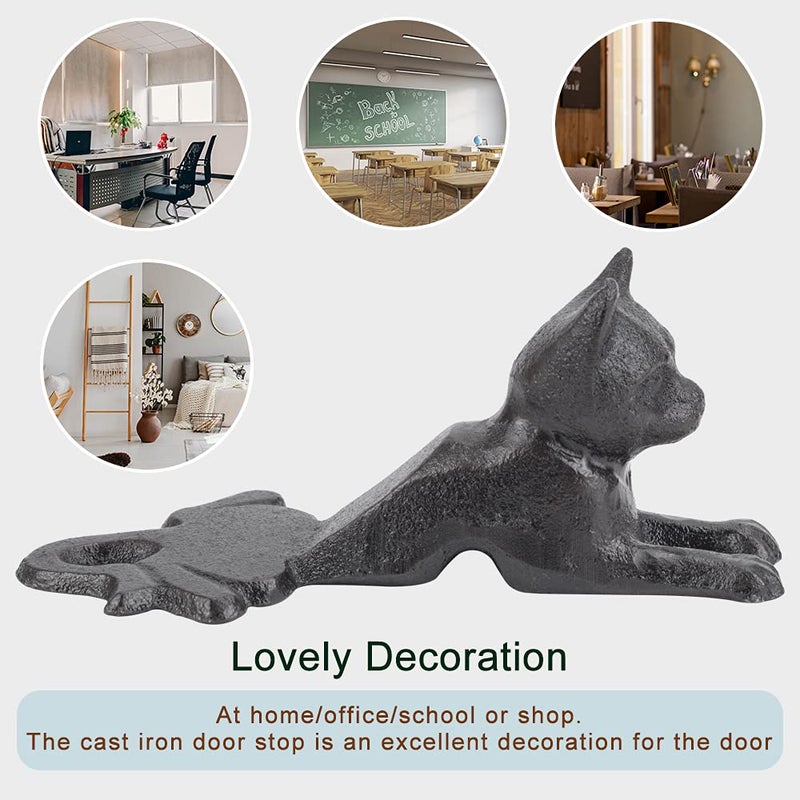 Earl Diamond Heavy Duty Cast Iron Cute Cat Door Stops | Decorative Cute Animal Statue Metal Door Stopper Wedge, with Non-Slip Mat for Home Office Commercial - Image 3